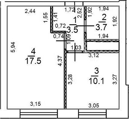 Планировка — Новое Замитино, 1-комн., 35 м²