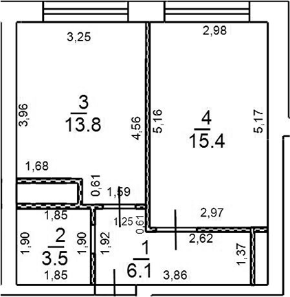 Планировка — Новое Замитино, 1-комн., 39 м²