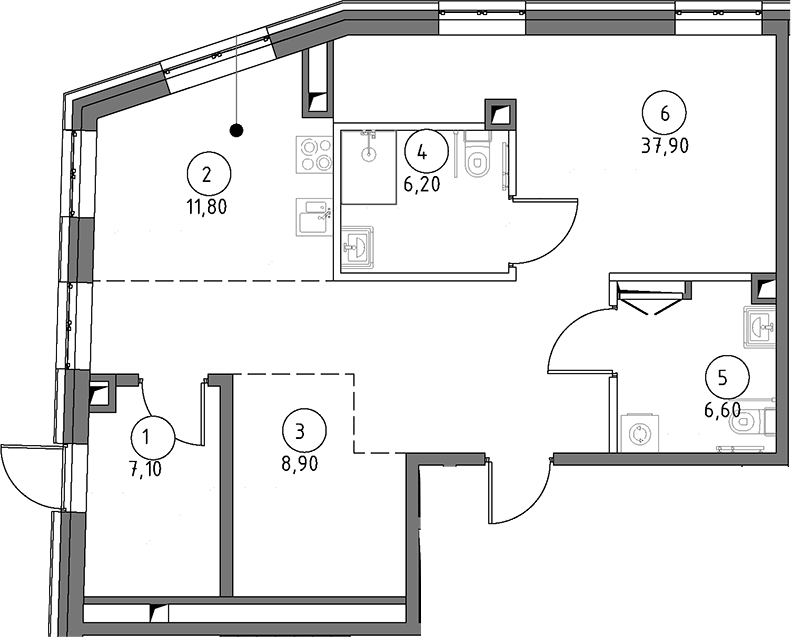 Планировка — Annabel’s, 2-комн., 85 м²