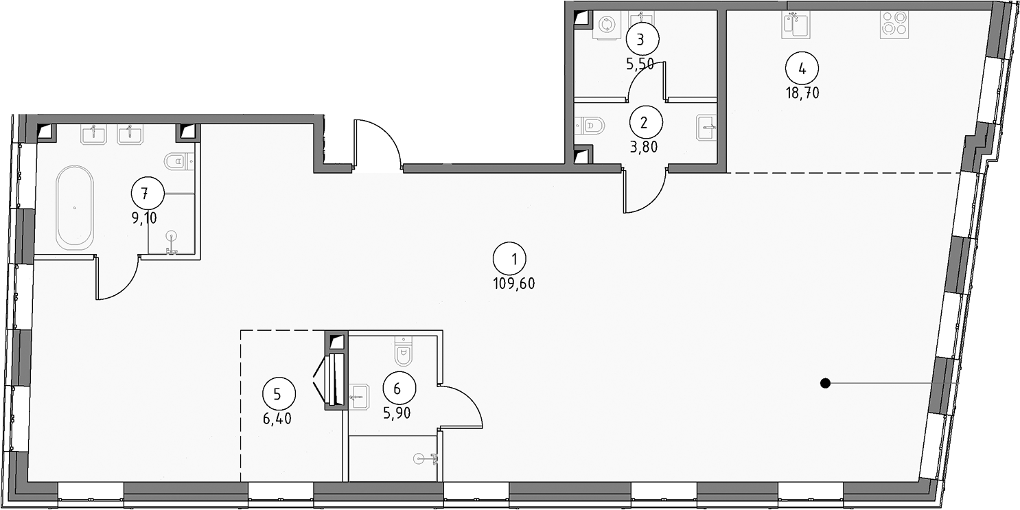Планировка — Annabel’s, 2-комн., 159 м²