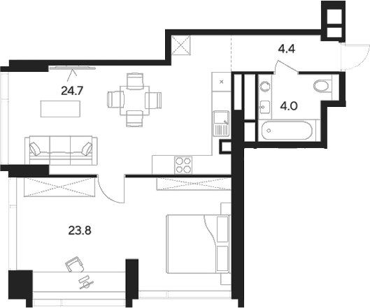 Планировка — Indy Towers, 2-комн., 57 м²