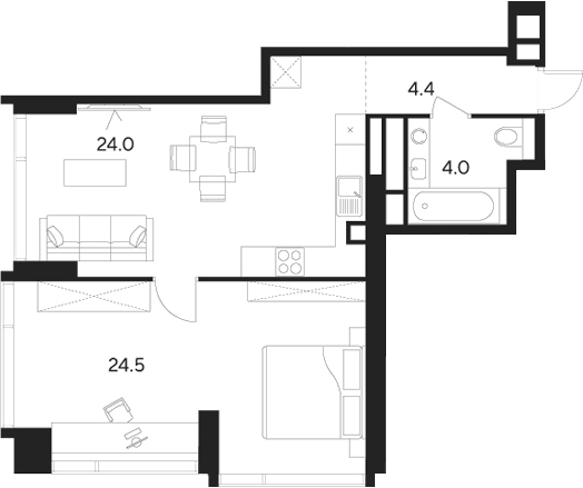Планировка — Indy Towers, 2-комн., 57 м²