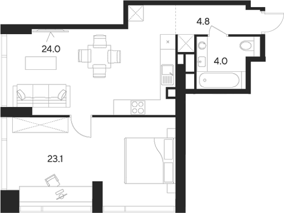Планировка — Indy Towers, 2-комн., 56 м²
