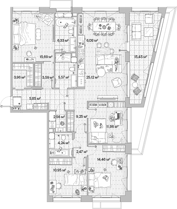 Планировка — МЫС, 5-комн., 131 м²