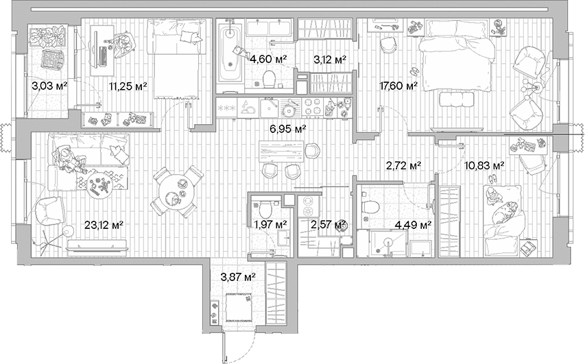 Планировка — МЫС, 4-комн., 93 м²