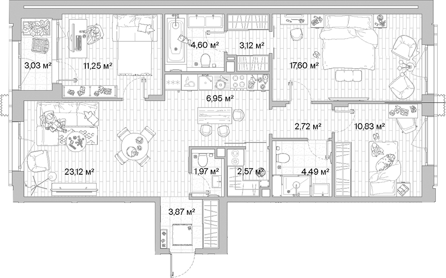 Планировка — МЫС, 4-комн., 93 м²
