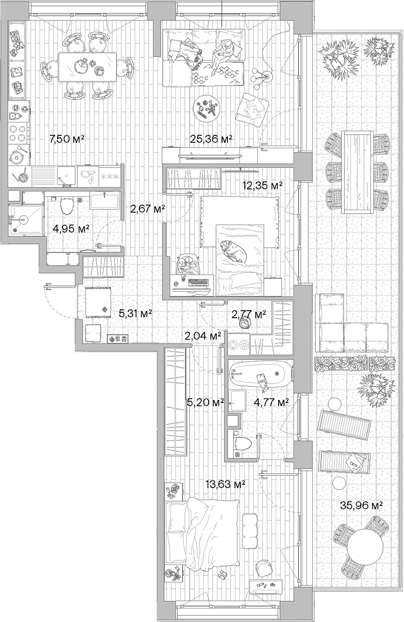 Планировка — МЫС, 3-комн., 87 м²