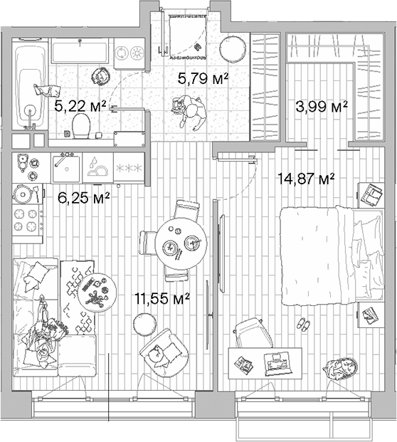 Планировка — МЫС, 2-комн., 48 м²