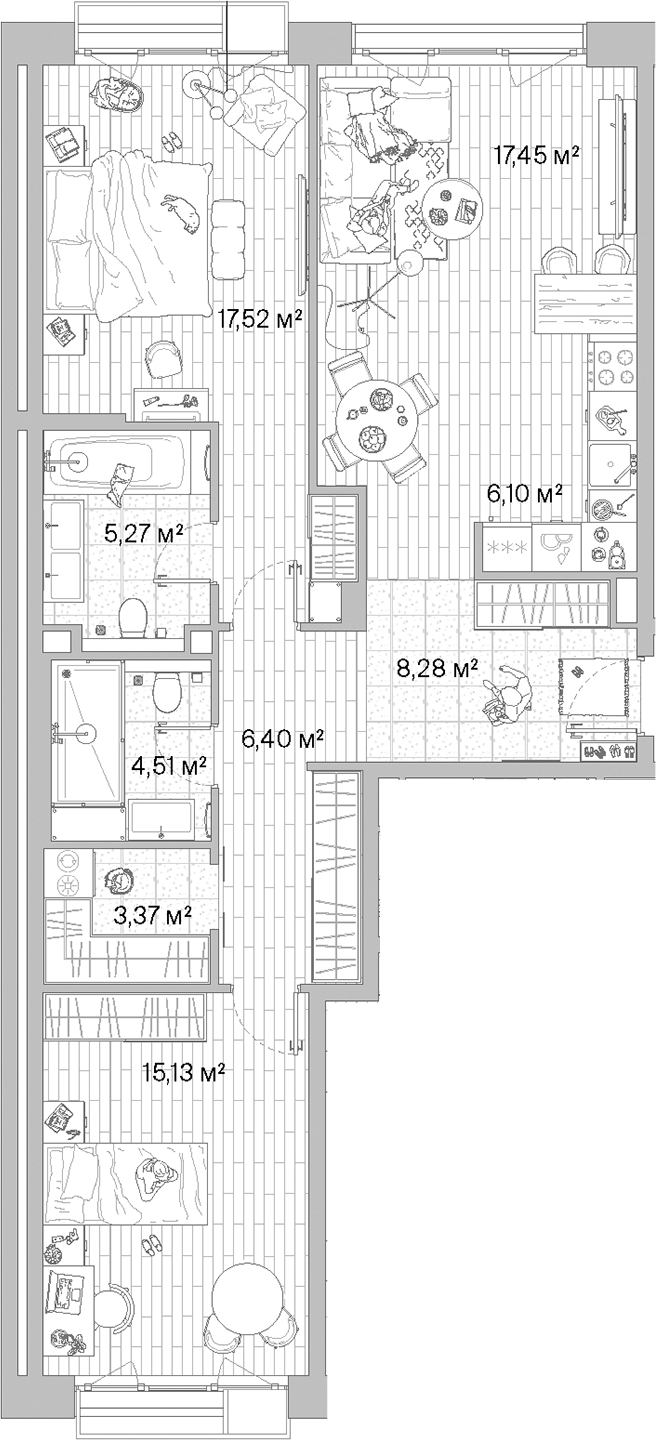 Планировка — МЫС, 3-комн., 84 м²