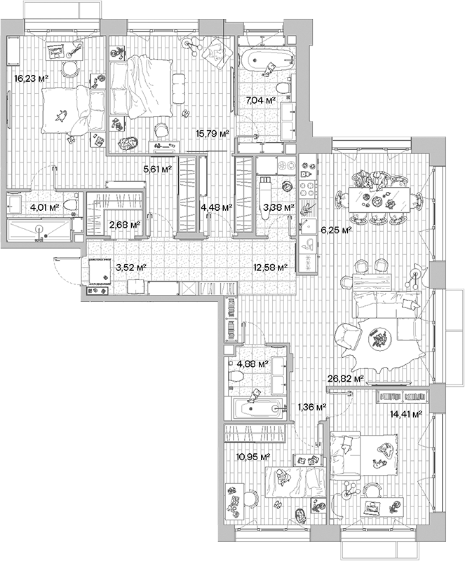 Планировка — МЫС, 5-комн., 140 м²
