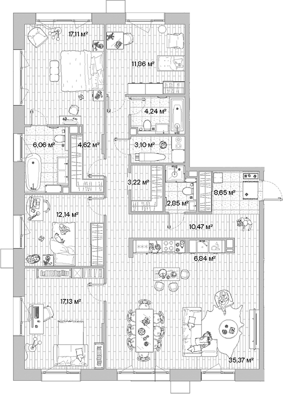 Планировка — МЫС, 5-комн., 144 м²