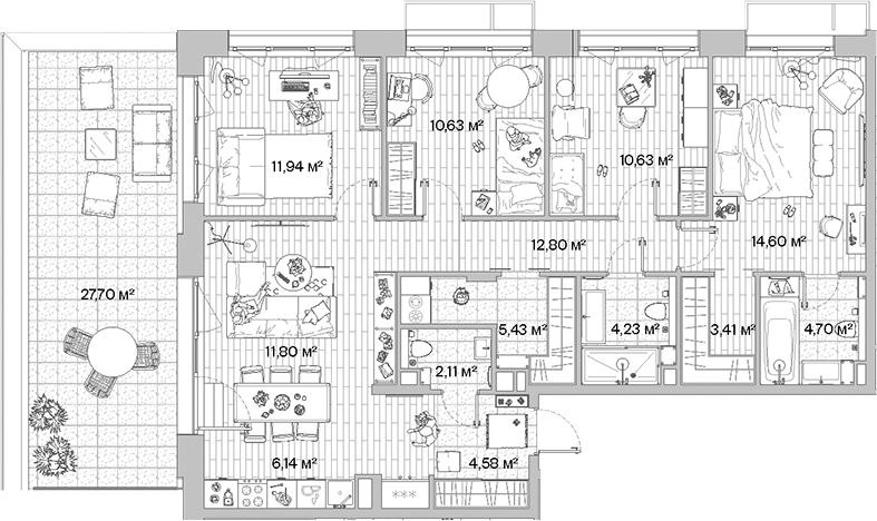Планировка — МЫС, 5-комн., 103 м²