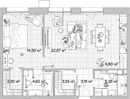 Планировка — МЫС, 2-комн., 63 м²