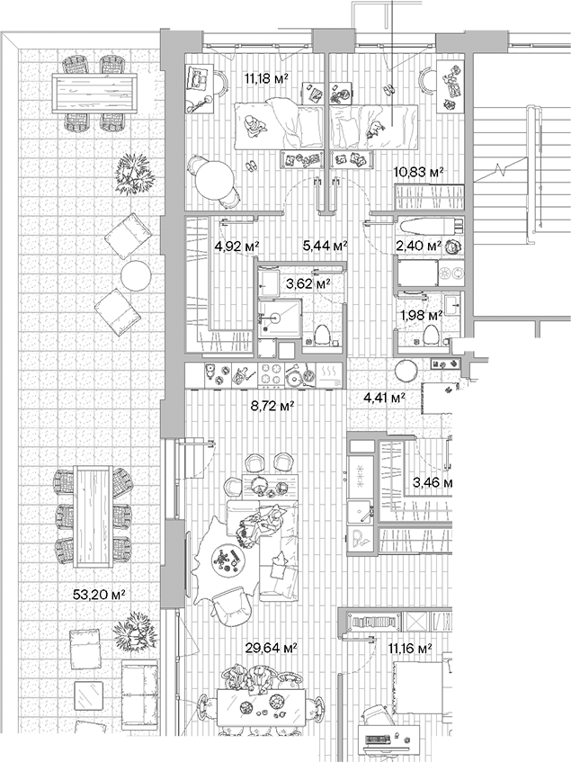 Планировка — МЫС, 5-комн., 120 м²