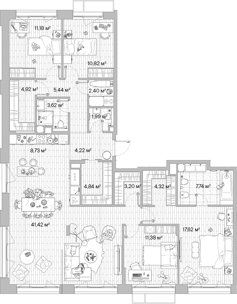 Планировка — МЫС, 5-комн., 144 м²