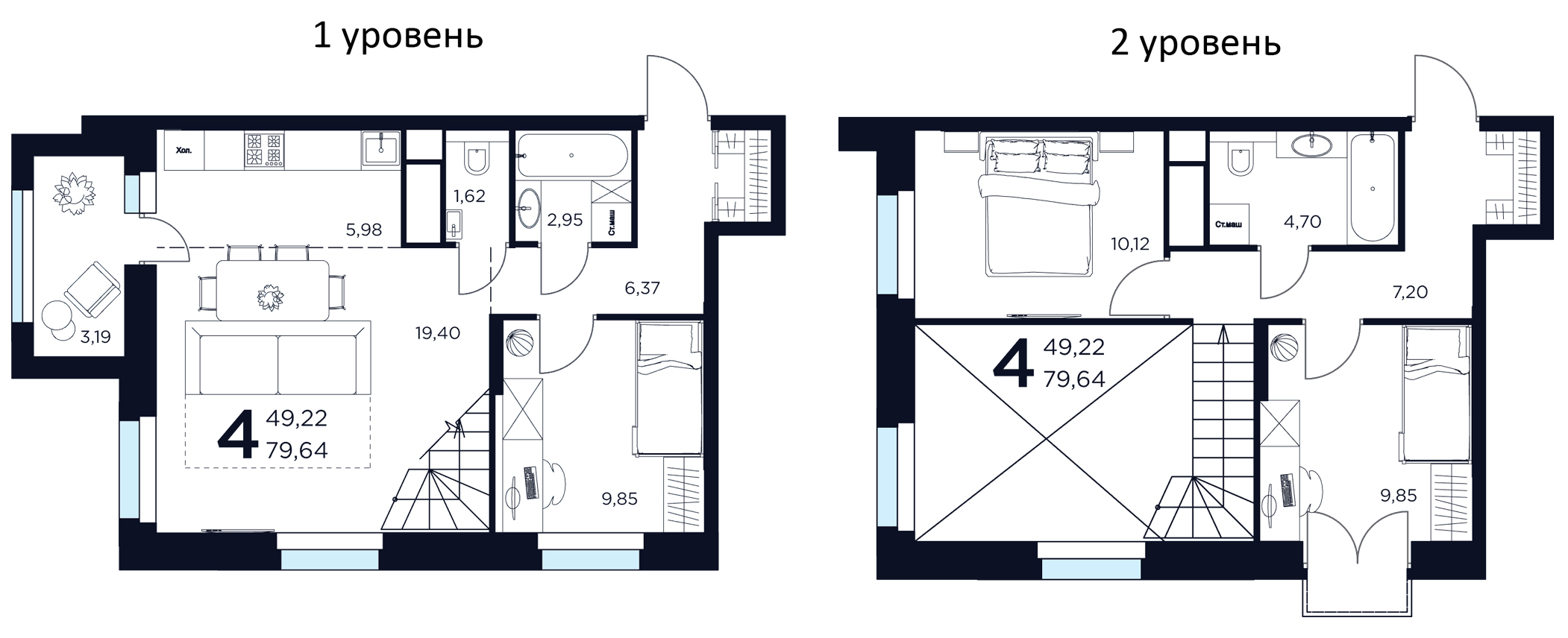 Планировка — Восток 2, 4-комн., 78 м²