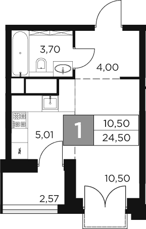 Планировка — Восток 2, Студия, 23 м²