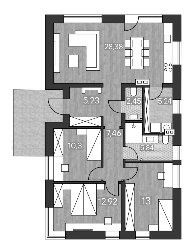 Планировка — Коттеджный поселок Riga Holiday, 3-комн., 90 м²