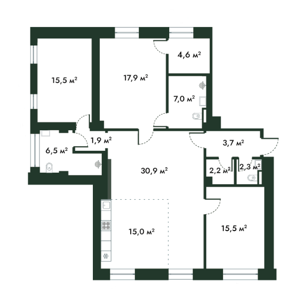 Планировка — МФК Arkenston, 4-комн., 123 м²