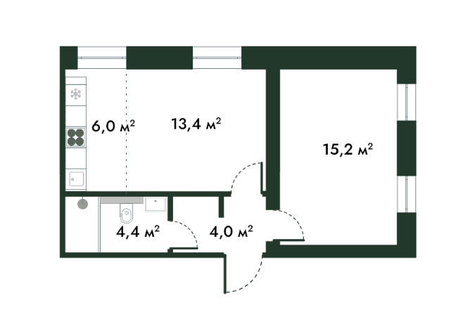 Планировка — МФК Arkenston, 2-комн., 43 м²