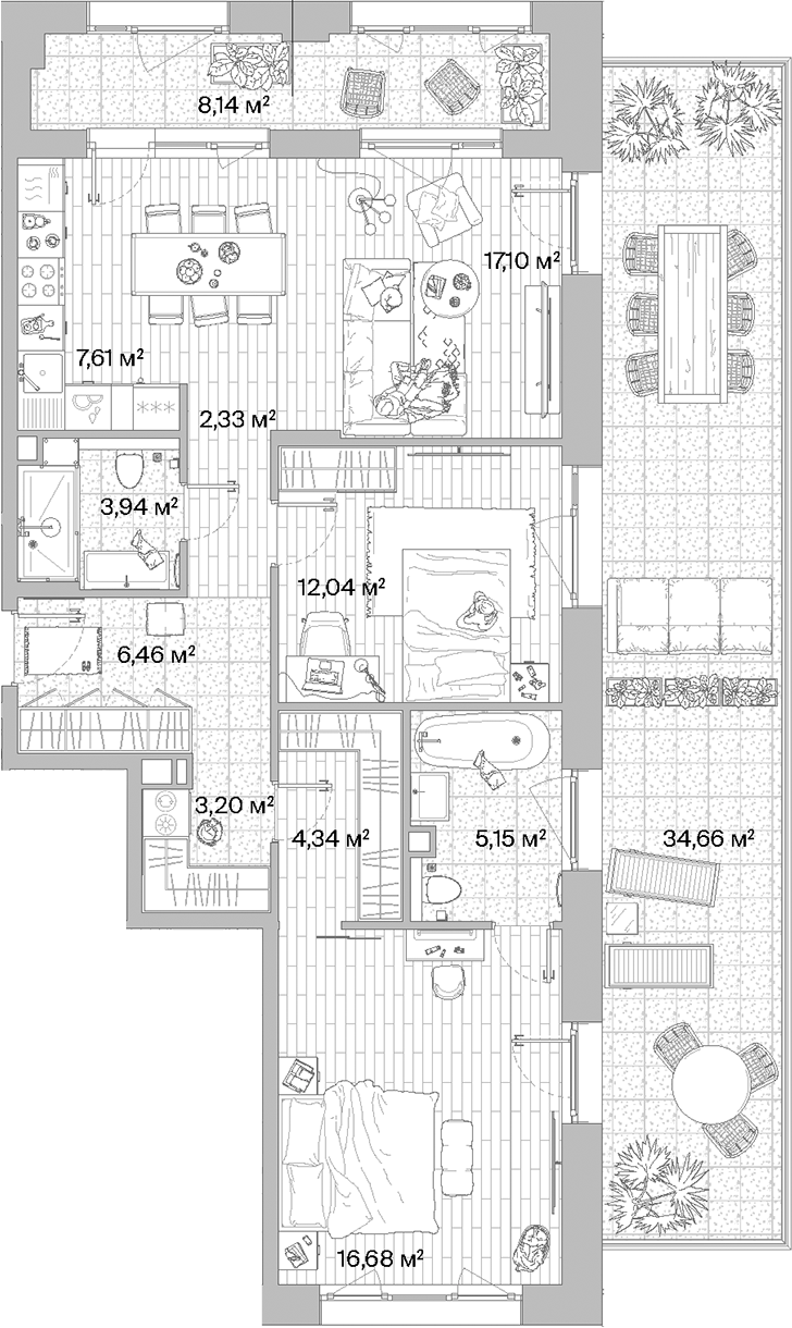 Планировка — МЫС, 3-комн., 79 м²