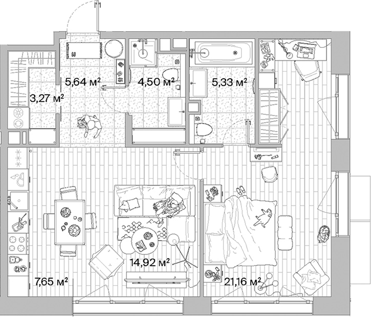 Планировка — МЫС, 2-комн., 62 м²