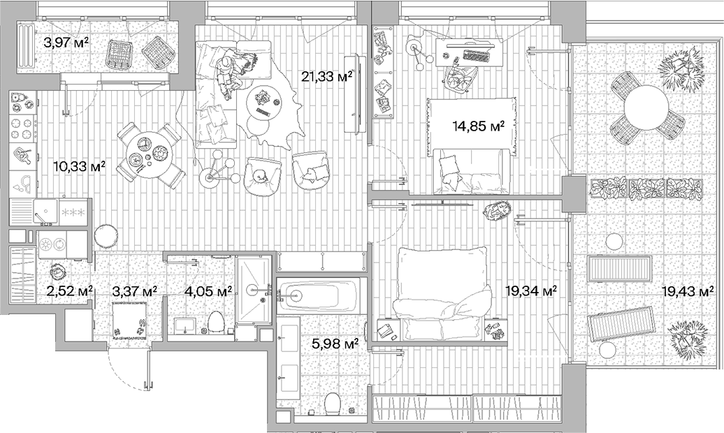 Планировка — МЫС, 3-комн., 82 м²