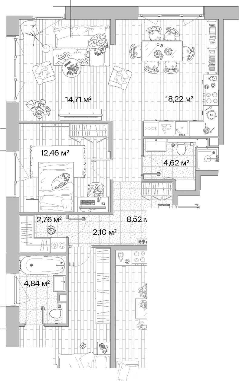 Планировка — МЫС, 3-комн., 87 м²