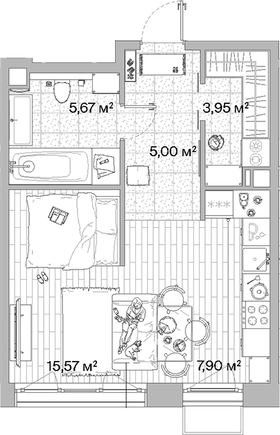 Планировка — МЫС, Студия, 38 м²