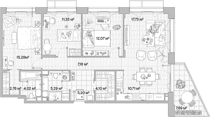 Планировка — МЫС, 4-комн., 96 м²
