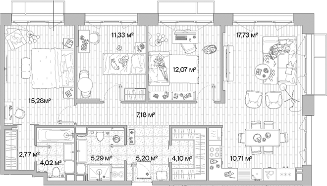 Планировка — МЫС, 4-комн., 96 м²