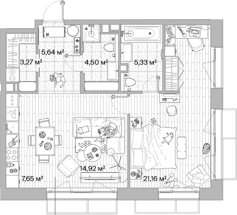 Планировка — МЫС, 2-комн., 62 м²