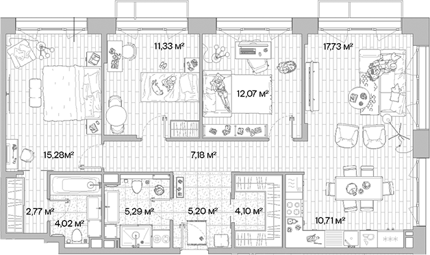 Планировка — МЫС, 4-комн., 96 м²