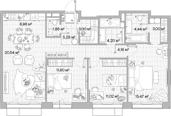 Планировка — МЫС, 4-комн., 92 м²