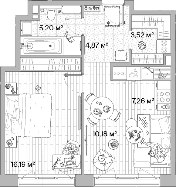 Планировка — МЫС, 2-комн., 47 м²