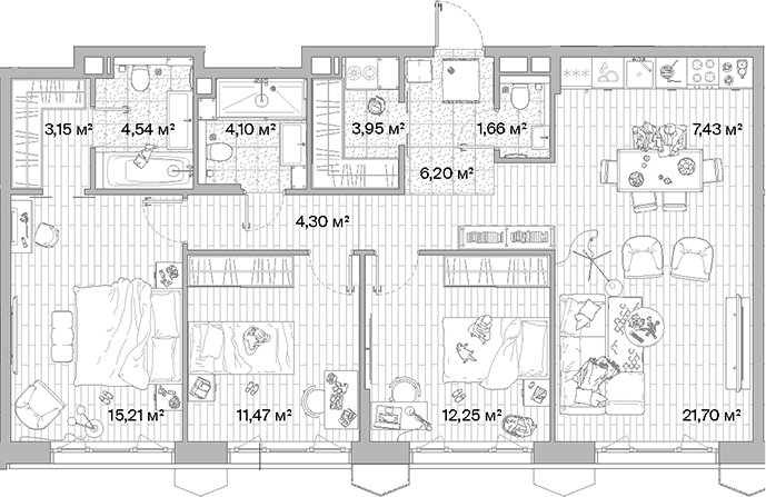Планировка — МЫС, 4-комн., 96 м²