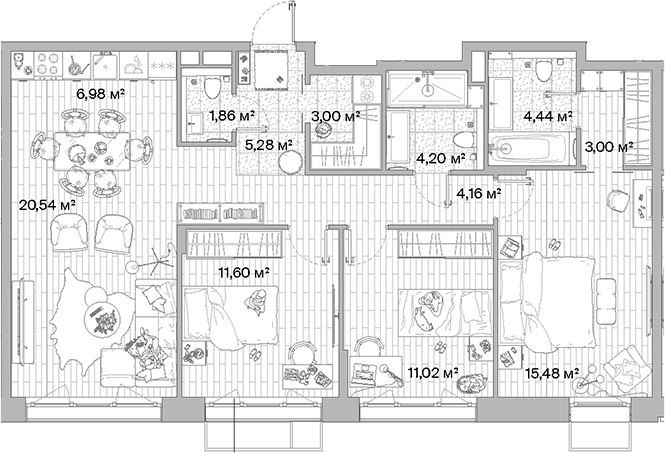 Планировка — МЫС, 4-комн., 92 м²