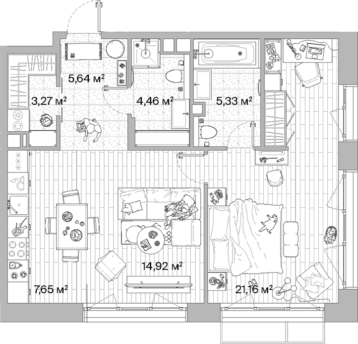 Планировка — МЫС, 2-комн., 62 м²