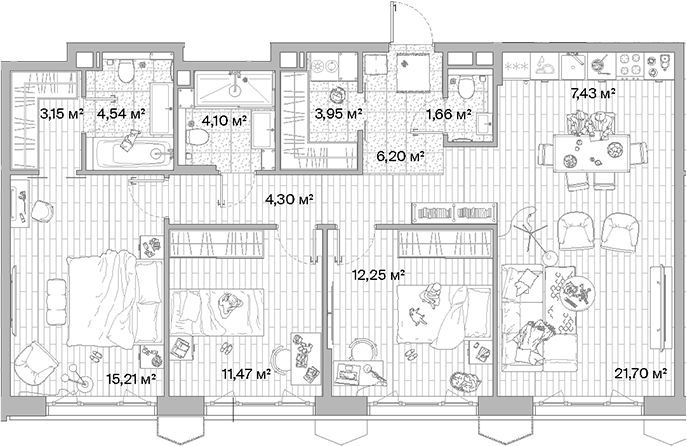 Планировка — МЫС, 4-комн., 96 м²