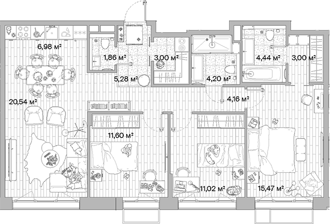 Планировка — МЫС, 4-комн., 92 м²