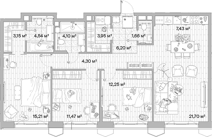 Планировка — МЫС, 4-комн., 96 м²