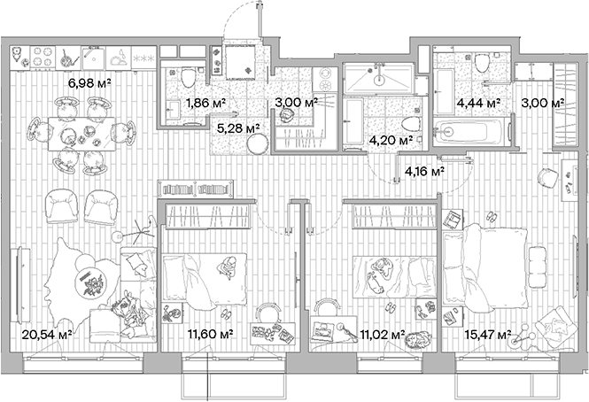 Планировка — МЫС, 4-комн., 92 м²