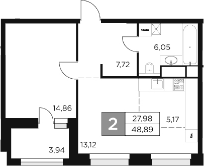 Планировка — Восток 2, 2-комн., 47 м²