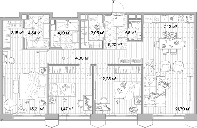 Планировка — МЫС, 4-комн., 96 м²