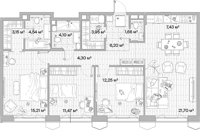 Планировка — МЫС, 4-комн., 96 м²