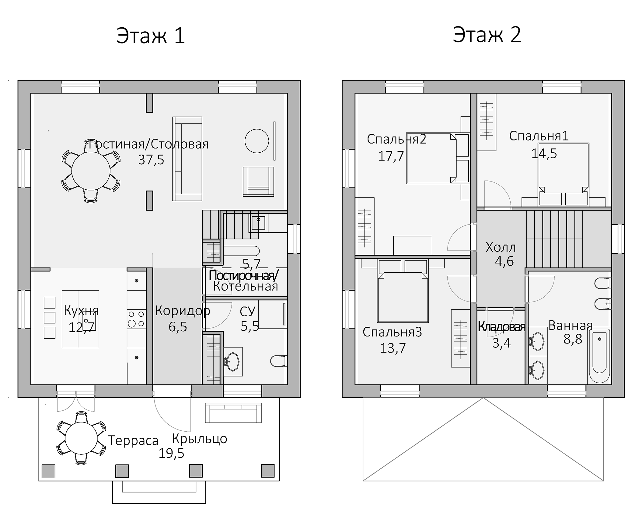 Планировка — Коттеджный поселок Толстопальцево, 3-комн., 130 м²
