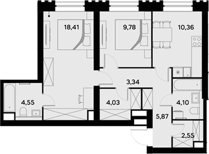 Планировка — UltimaCity, 2-комн., 63 м²