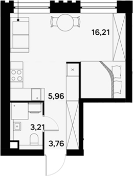 Планировка — UltimaCity, Студия, 29 м²