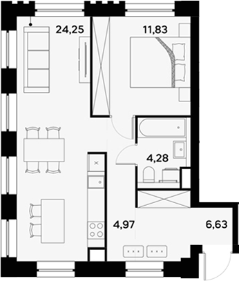 Планировка — UltimaCity, 2-комн., 52 м²