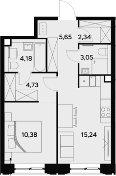 Планировка — UltimaCity, 2-комн., 46 м²